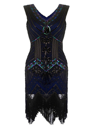 [US Warehouse] Blue Plus Size 1920s Sequined Dress