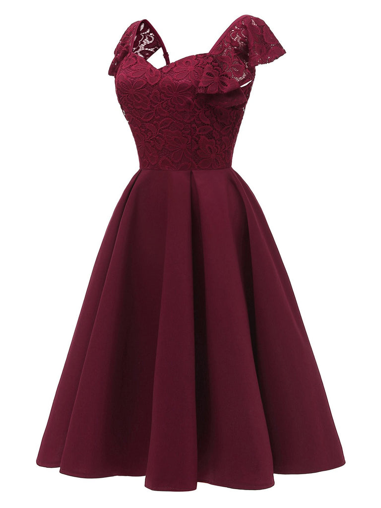 1950S Satin Solid Swing Dress