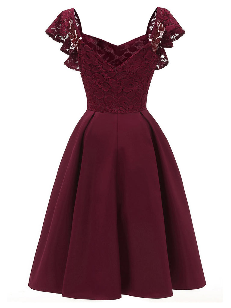 1950S Satin Solid Swing Dress