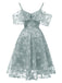 1950s Lace Cold Shoulder Ruffle Dress