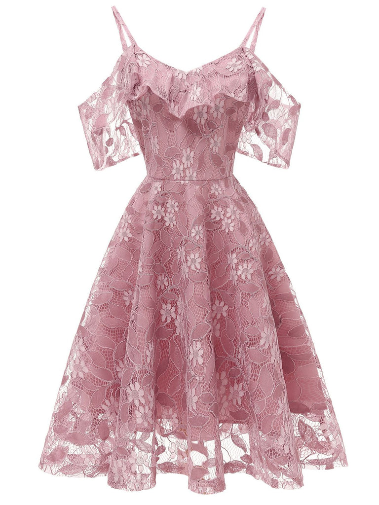 2PCS 1950s Ruffle Dress & Floral Embroidery Dress