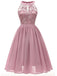 Pink 1950s Floral Lace Swing Dress