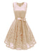 1950s Lace V Neck Bow Dress
