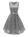 1950s Lace V Neck Bow Dress