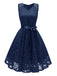 1950s Lace V Neck Bow Dress
