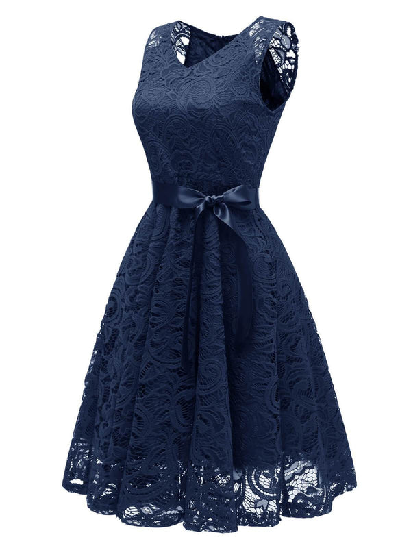 1950s Lace V Neck Bow Dress | Retro Stage