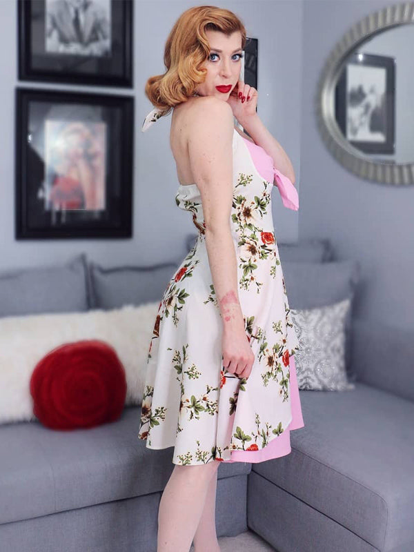 1950s Halter Floral Swing Dress