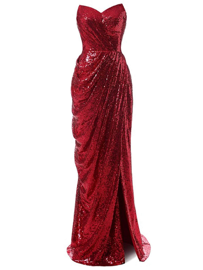 Strapless Sequin Bridesmaid Dress