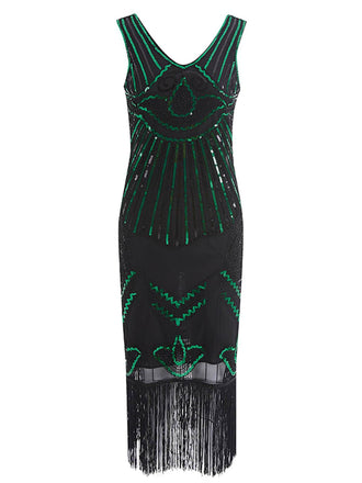 Green 1920s Sequin Flapper Gatsby Dress