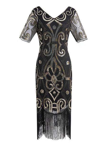 1920s Sequin Fringed Gatsby Dress | Retro Stage