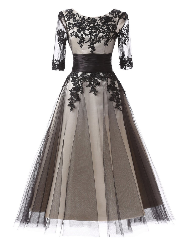 [US Warehouse] Black 1950s Mesh Swing Dress