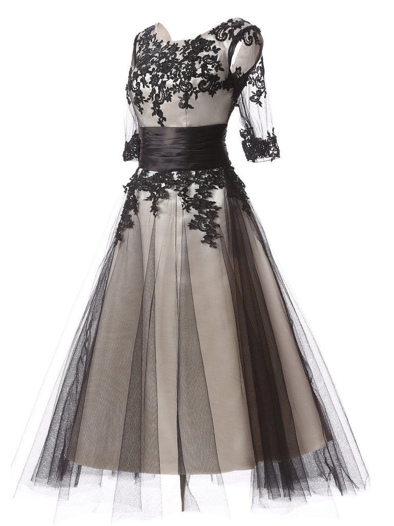 [US Warehouse] Black 1950s Mesh Swing Dress