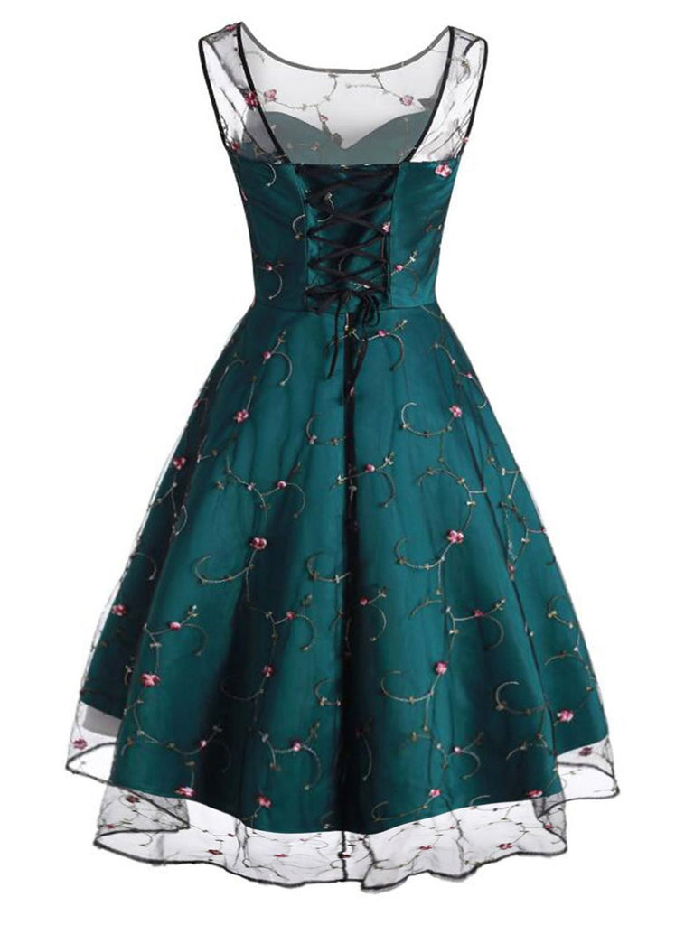 1950s Mesh Hi-Lo Back Lace Up Dress | Retro Stage