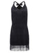 Black 1920s Back Bow Tassel Flapper Dress