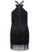 [US Warehouse] Black 1920s Back Bow Tassel Flapper Dress