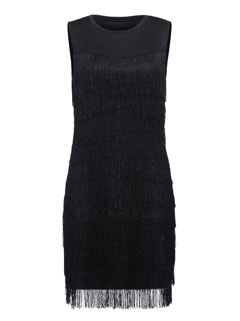 [US Warehouse] Black 1920s Sequin Tassel Flapper Dress