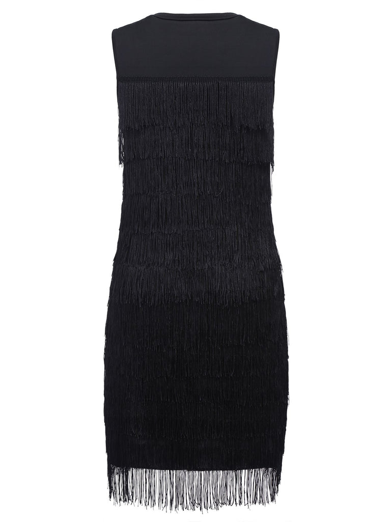 Black 1920s Sequin Tassel Flapper Dress