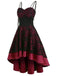 1950s Patchwork High Low Hem Strap Dress