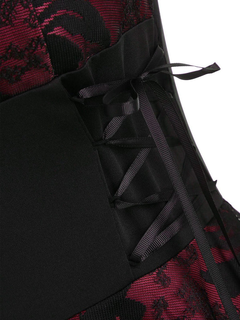 1950s Patchwork High Low Hem Strap Dress