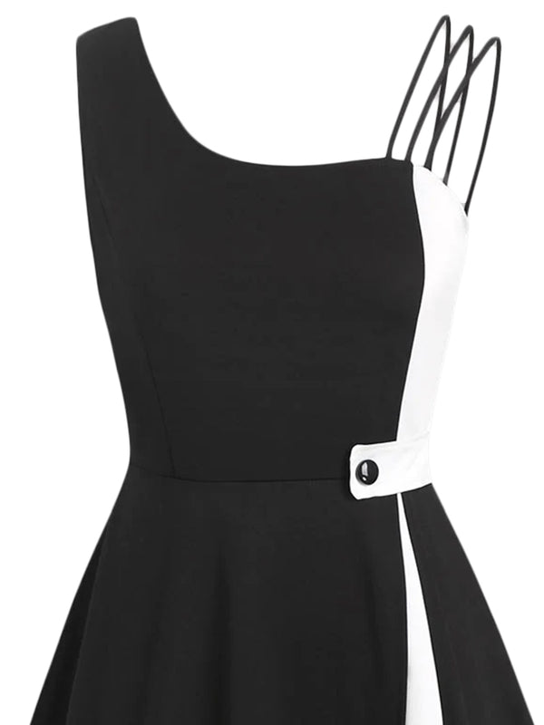 Black 1950s Solid Spaghetti Dress | Retro Stage