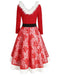Red 1950s Lace Patchwork Furry Dress