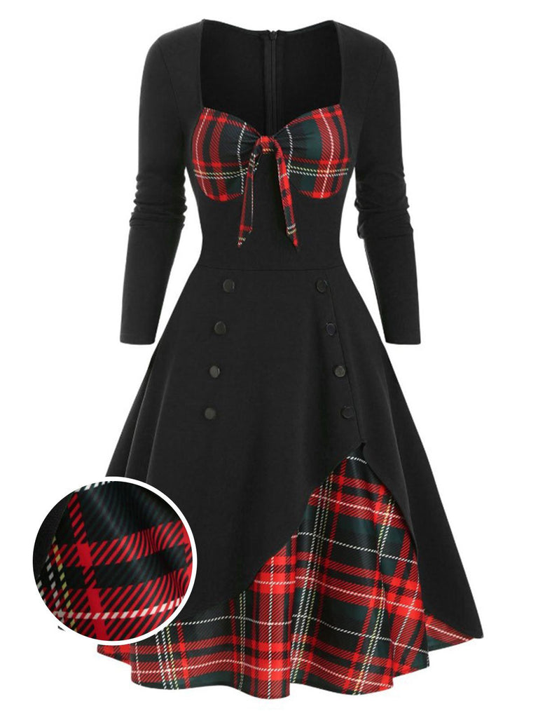 1950s Sweetheart Plaid Patchwork Dress
