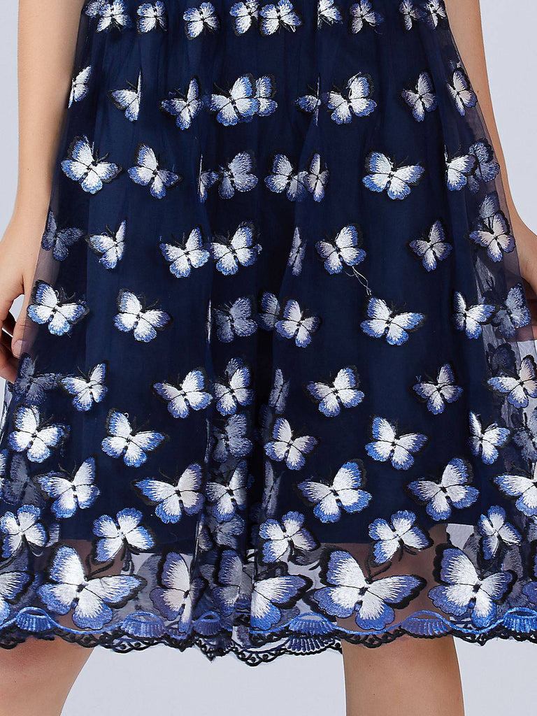 Embroidery Butterfly Bridesmaid Dress