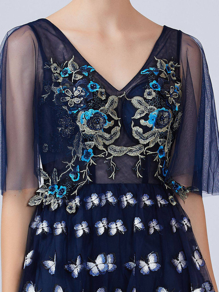 Embroidery Butterfly Bridesmaid Dress