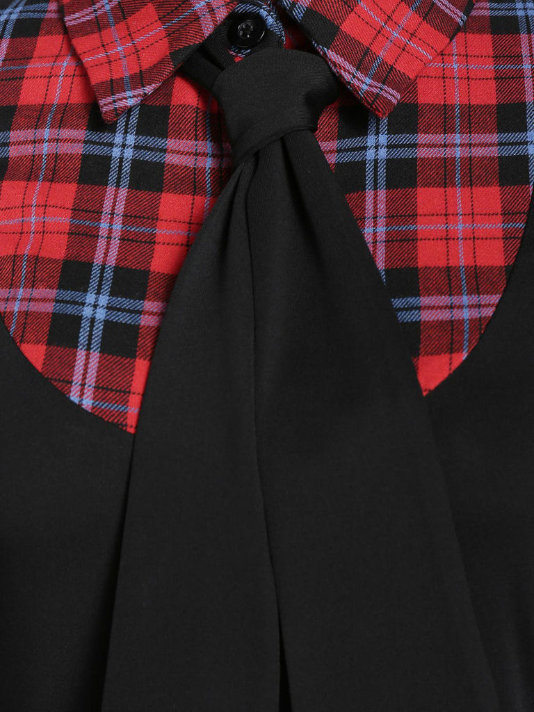 Black 1950s Plaid Patchwork Dress