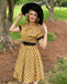 Mustard 1950s Plaid Belt Swing Dress