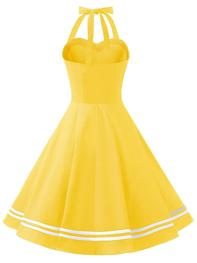 Yellow 1950s Halter Swing Dress