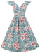 1950s Floral Flare Sleeve Swing Dress