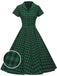 Green 1950s Plaid Button Swing Dress