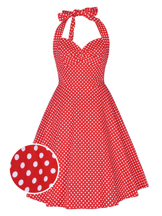 1950s Polka Dot Halter Swing Dress