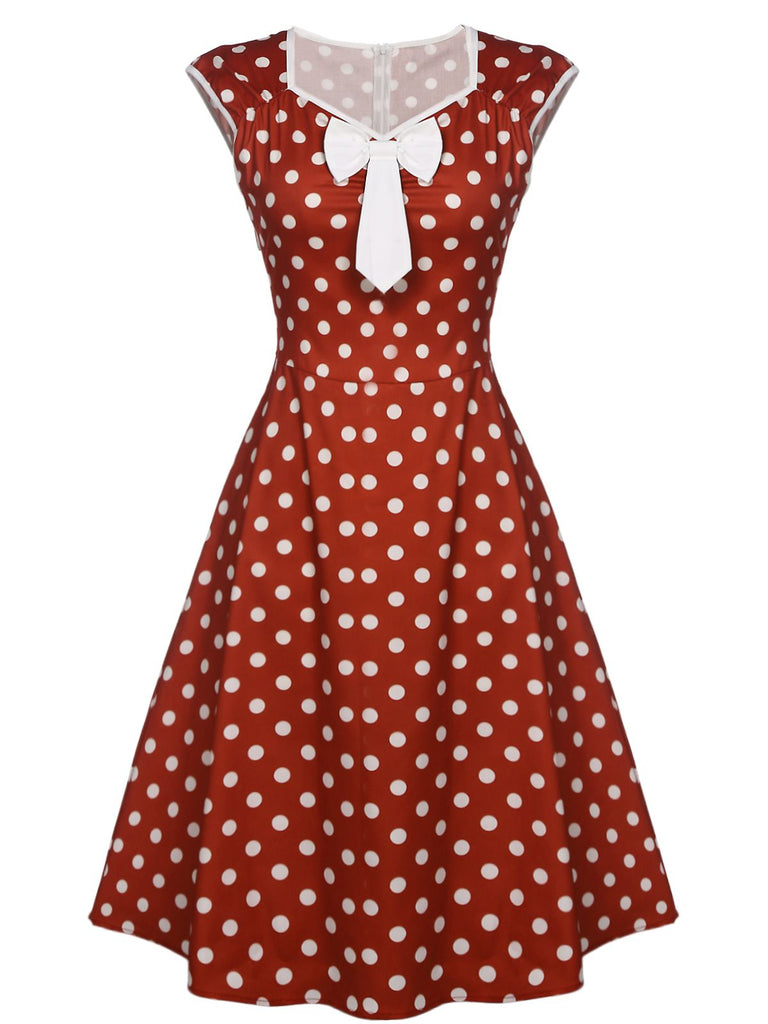 1950s Polka Dot Bow Swing Dress