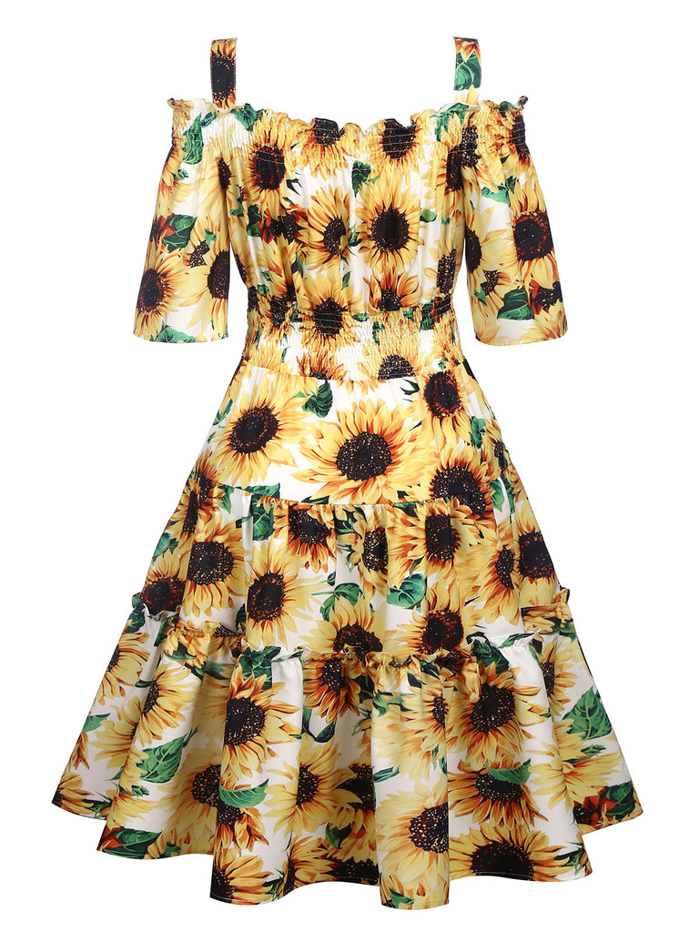 Yellow 1950s Sunflowers Prairie Dress