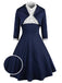 2PCS Navy 1950s Polka Dot Swing Dress