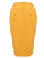 [US Warehouse] Yellow 1960s Solid Button Pencil Skirt