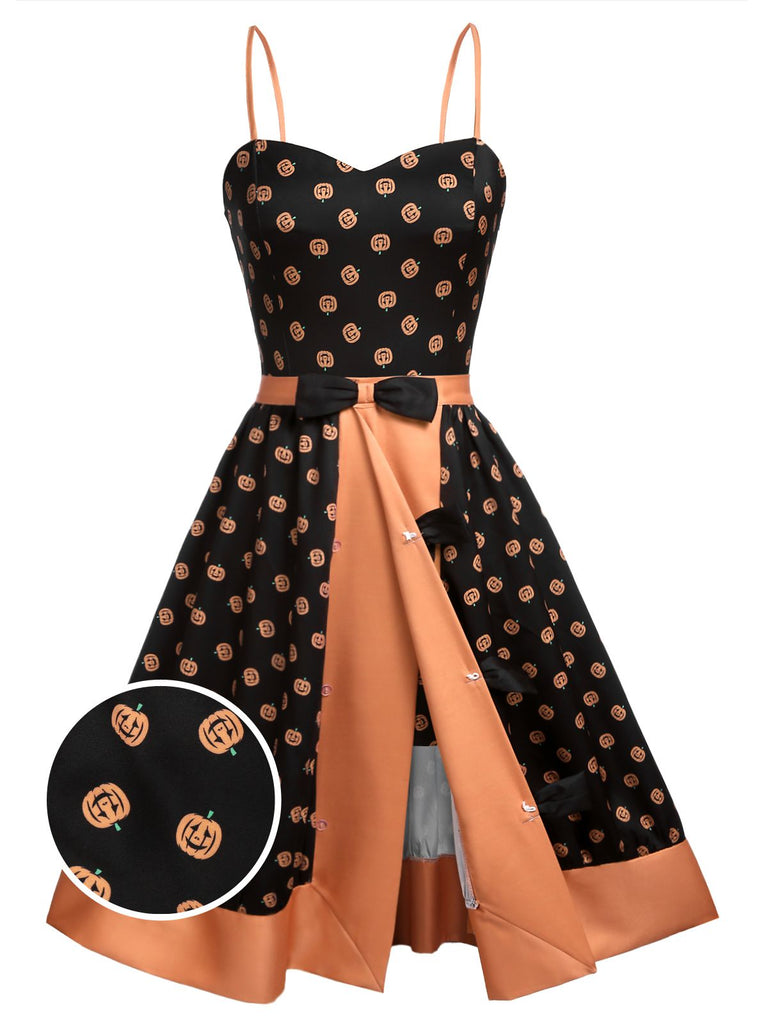 Black 1950s Pumpkins Romper & Skirt