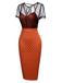 Orange 1960s Illusion Bodycon Dress
