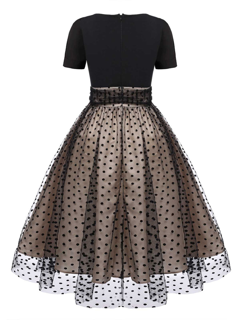 Black 1950s Polka Dot Swing Vintage Dress