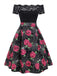 Black 1950s Rose Cobweb Costume Dress