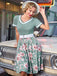 1950s Floral Patchwork Swing Dress