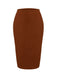 2PCS Brown 1960s Button Top & Pencil Skirt