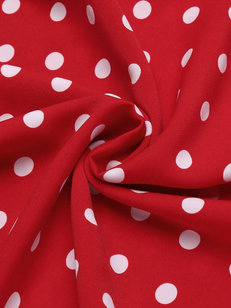 Red 1950s Polka Dot Pocket Swing Dress
