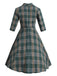 Green 1950s Plaid Button Swing Dress