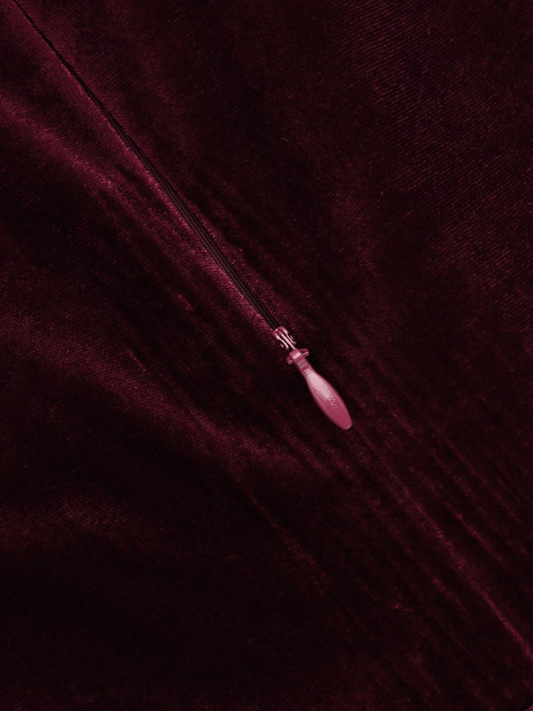 Wine Red 1960s Velvet Bodycon Dress