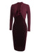 2PCS Wine Red 1960s Velvet Bodycon Dress