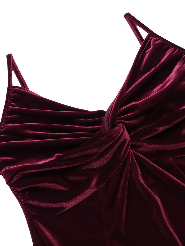 2PCS Wine Red 1960s Velvet Bodycon Dress – Retro Stage - Chic Vintage ...