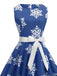 Blue 1950s Snowflake Bow Swing Dress
